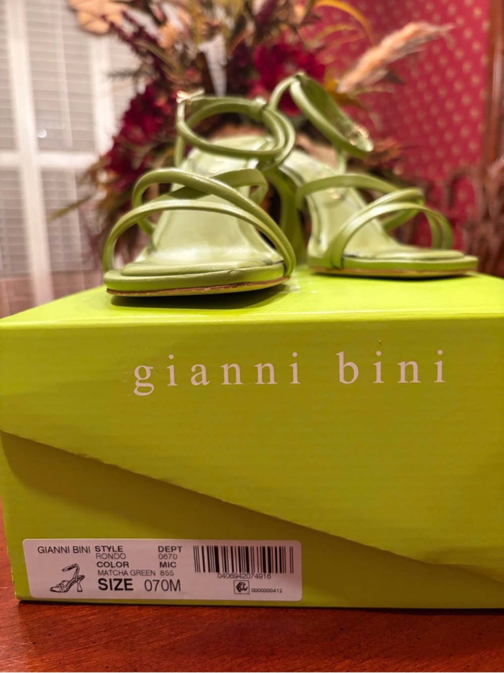 Gianni Bini Matcha Green Strappy Heeled Sandals